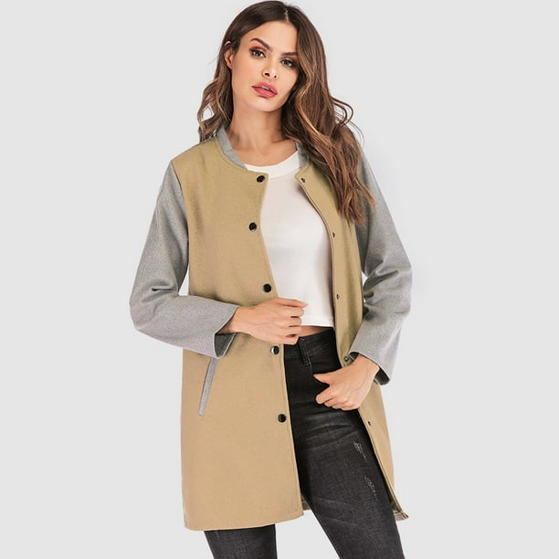 Manteau d hiver femme couleur manches longues poches lat rales