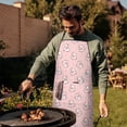 thumbnail image 4 of Pink Cow Cherry Pattern Apron-Garden Aprons for Women with Pockets-Cotton Linen Waterproof Kitchen Cooking Gardening Aprons Adjustable for Kitchen,Cooking,BBQ and Salon 33x27 Inch, 4 of 7