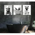 thumbnail image 3 of Cute Raccoon Bathroom Canvas Wall Art Funny Raccoon Prints Wall Decor Country Animal Pictures Fun Bathroom Modern Fun Bathroom Animal Painting Posters for Bathroom Toilet(Framed canvas), 3 of 6