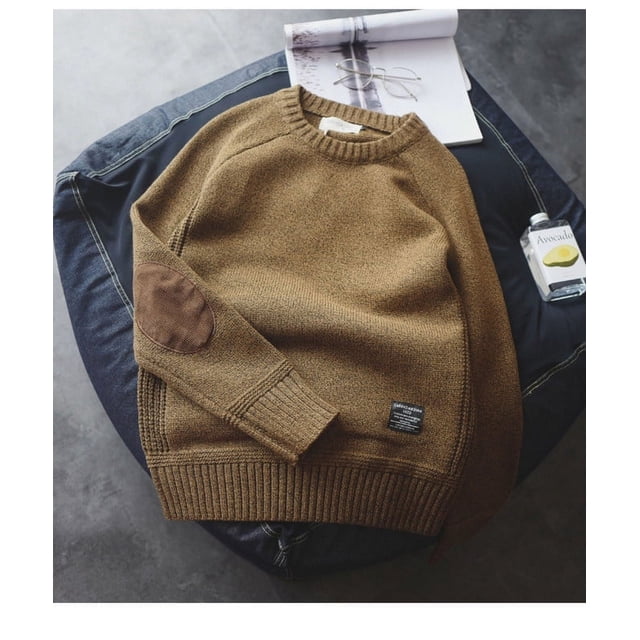 Pull Épais d'Hiver pour Hommes Col Rond Rétro Japonais Pull Col Roulé pour Adolescents Automne et Hiver Tricot Étudiant