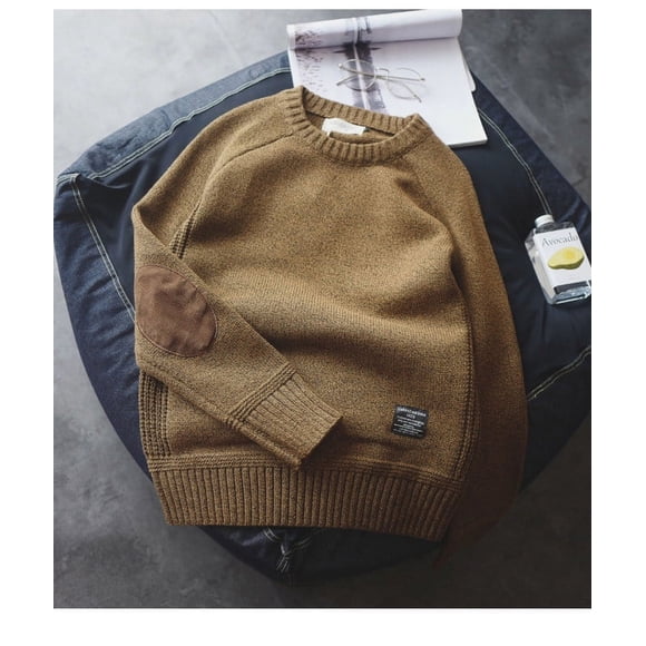 Pull Épais d'Hiver pour Hommes Col Rond Rétro Japonais Pull Col Roulé pour Adolescents Automne et Hiver Tricot Étudiant