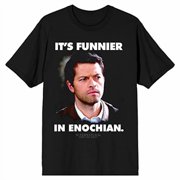 Supernatural It's Funnier In Enochian Men's Black T-shirt-5XL