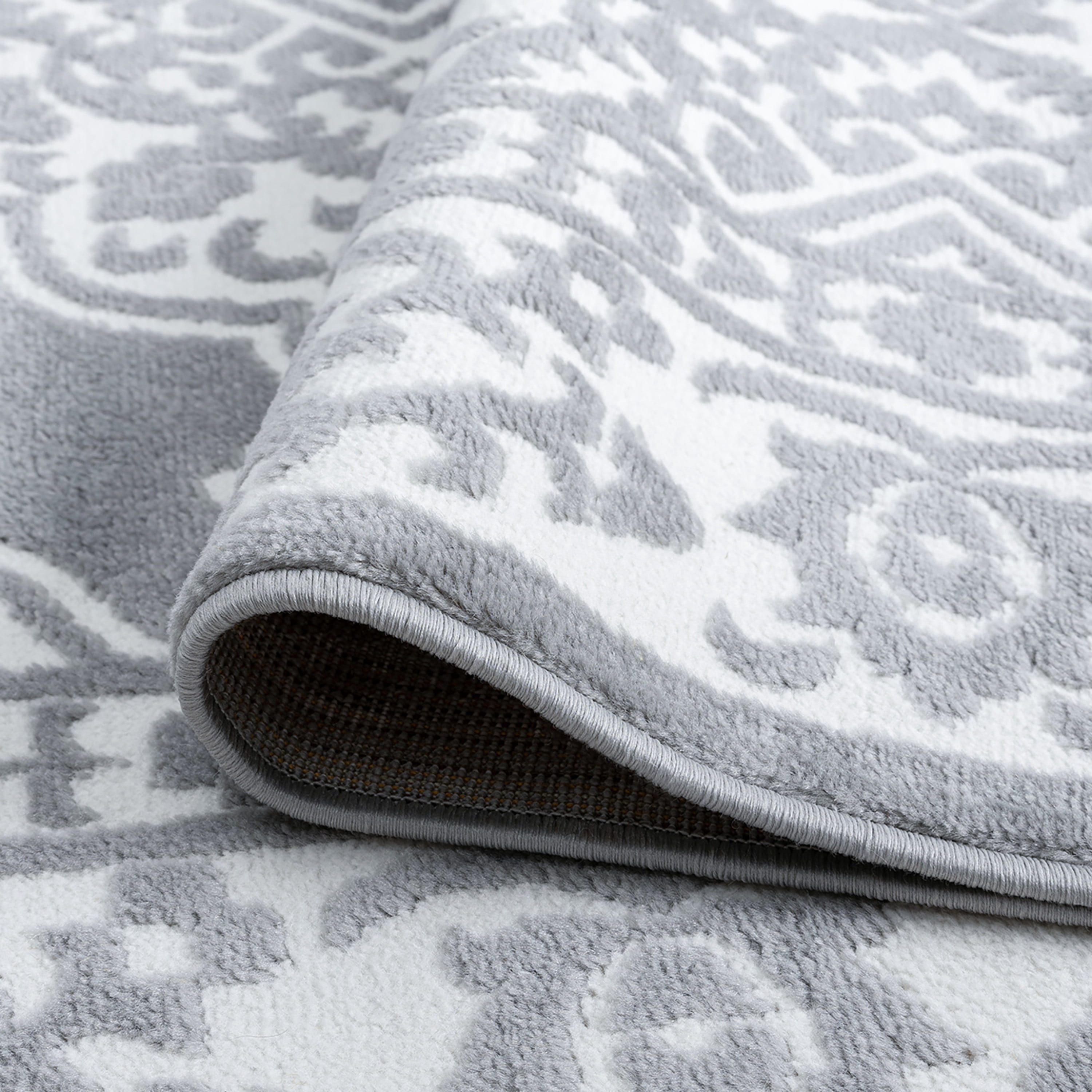 Transitional 9x12 Area Rug (8'10'' x 12'2'') Floral Gray, White Living Room Easy to Clean
