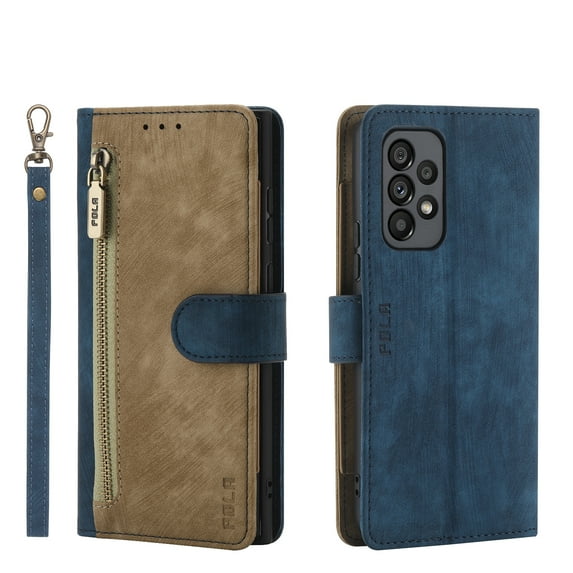 Compatible for Samsung Galaxy A32 4G Wallet Case, PU Leather TPU Protective Shockproof Flip Case with Wrist Strap Stand Magnetic Clasp Card Slots Phone Cover for Samsung Galaxy A32 4G 6.4 Inch,Blue