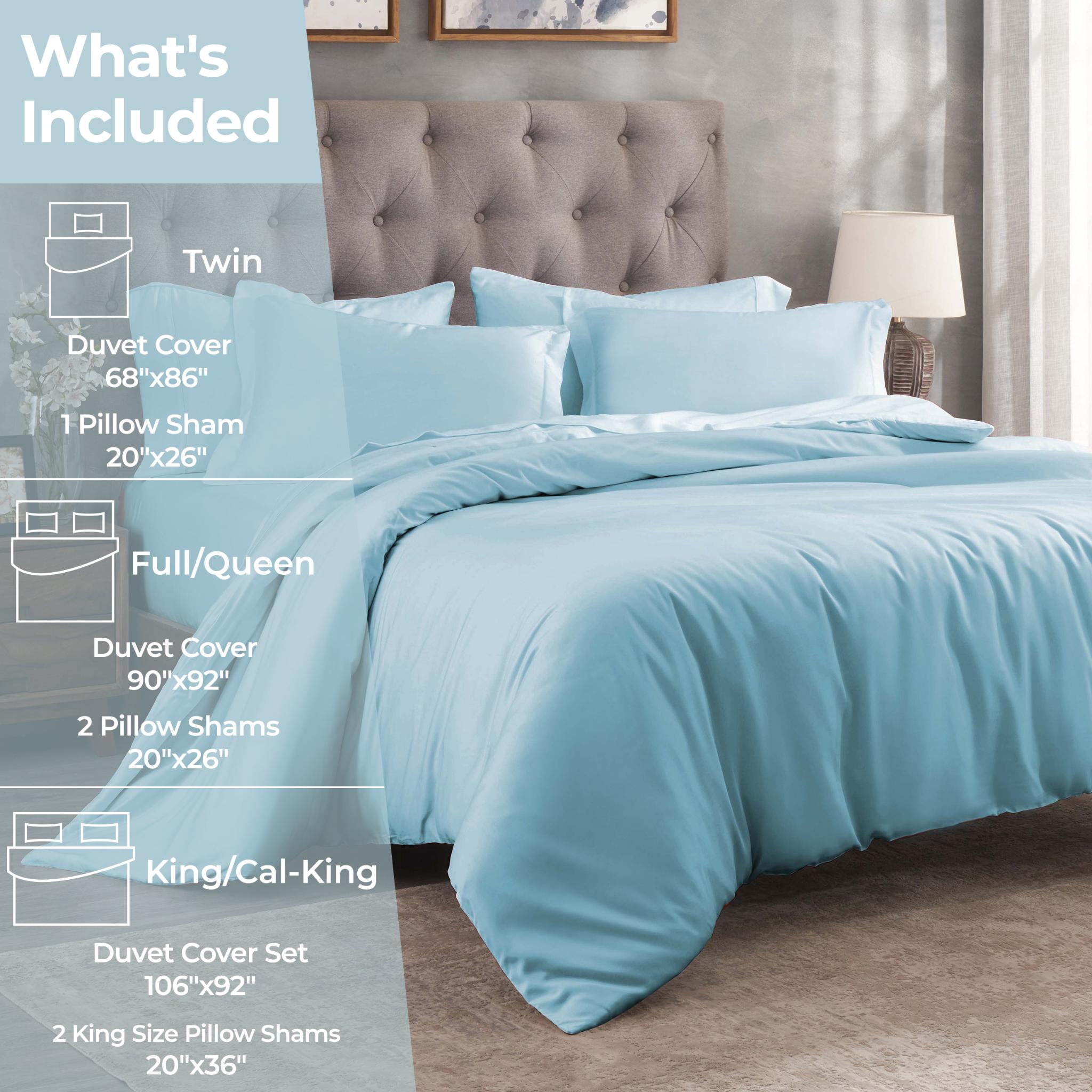Superior Egyptian Cotton 300 Thread Count Duvet Cover Set, Twin, Light Blue