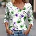 thumbnail image 3 of Dvprdro Women's Long Sleeve Floral Printed Blouse Fashion Lapel V Neck Buttons Elegant Work Shirts Top Loose Fit Casual T-Shirt Tops, 3 of 5