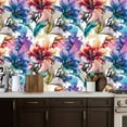 thumbnail image 5 of Peel and Stick Wallpaper Canvas Contact Paper Watercolor beautiful hibiscus flowers seamless Dirty colorful Self Adhesive and Removable 17.7in x 118in, 5 of 8