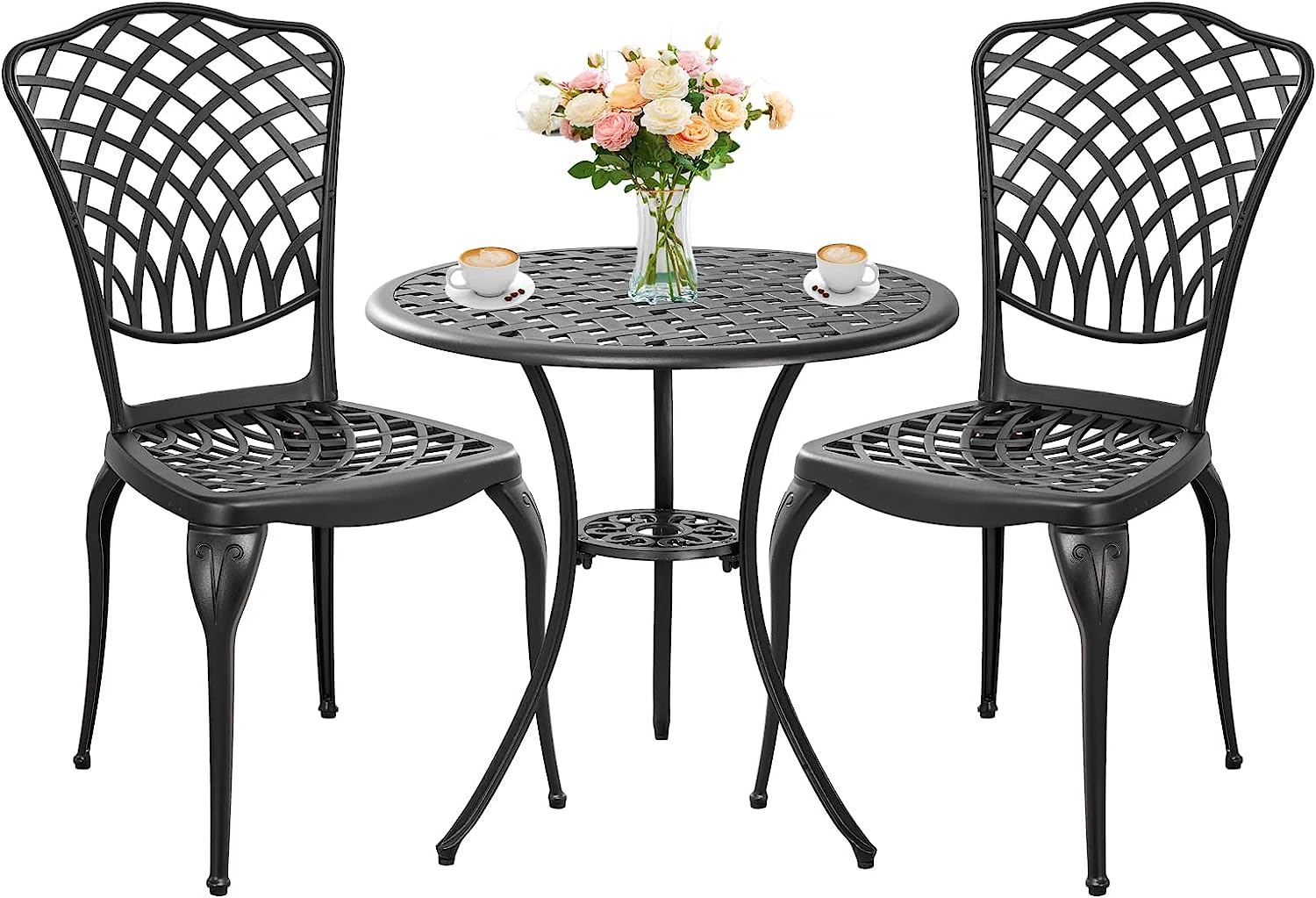 FULDA Bistro Set 3 Piece Outdoor,Cast Aluminum Bistro Table and Chairs