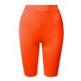 thumbnail image 1 of A2Y Women's Basic Yoga Polyester Mid Thigh High Rise Biker Bermuda Shorts Neon Orange L, 1 of 5