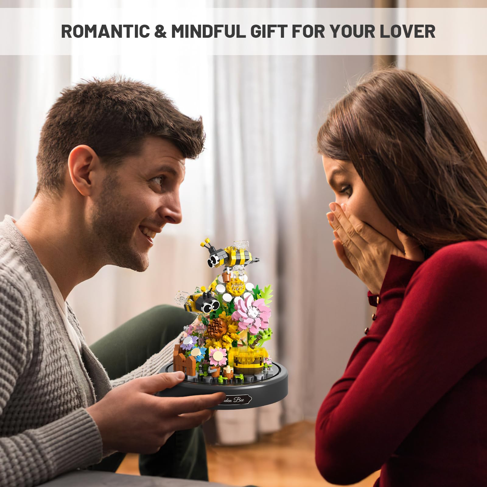 Flower Bouquet Building Sets, 588 PCS Animals Flowers Botanical Collection Mini Bricks Building Blocks Toy for Adults, Valentine's Day for Her Mom Women Wife Girlfriend