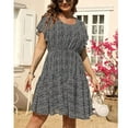 thumbnail image 5 of USSUMA Summer Dresses for Women 2022 Floral Print Plus Size Ruffle Flowy Swing Short Mini Womens Dresses Short Sleeve Sundresses for Women Round Neck Wedding Guest Dresses for Women, 5 of 8