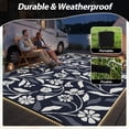 thumbnail image 4 of SIXHOME Outdoor Rug with LED Strip Lights 8'x10' Waterproof Patio Rug Reversible Indoor Outdoor Rug Lightweight Plastic Straw Rug for RV Camping Deck Balcony Boho Porch Decor Blue, 4 of 8