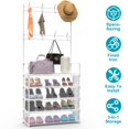 thumbnail image 3 of 5-Tier Entryway Coat Rack Hall Tree Coat Rack and Dustproof Shoe Rack, Entryway Storage Shelf Organizer with 8 Hooks for Bedroom Hallway Office White, 3 of 12