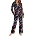 thumbnail image 2 of FOR U DESIGNS Aestheic Butterfly Pajama Sets for Women 2 Piece Button Up Shirt Button Down Sleepwear for Women Size XS Womens Button Jogger Pants and V-neck Tops, 2 of 7