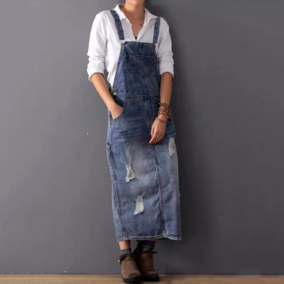 FcBaudy Robe Camis Sans Manches à Col Rond, Robes pour Femmes, Robes pour Femmes Robe Sans Manches à Fermeture Éclair en Denim Décontractée Robe Femme