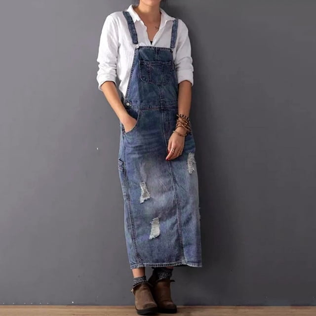 LOVZFMLL Robes pour Femmes Sans Manches à Fermeture Éclair Robe Décontractée en Denim