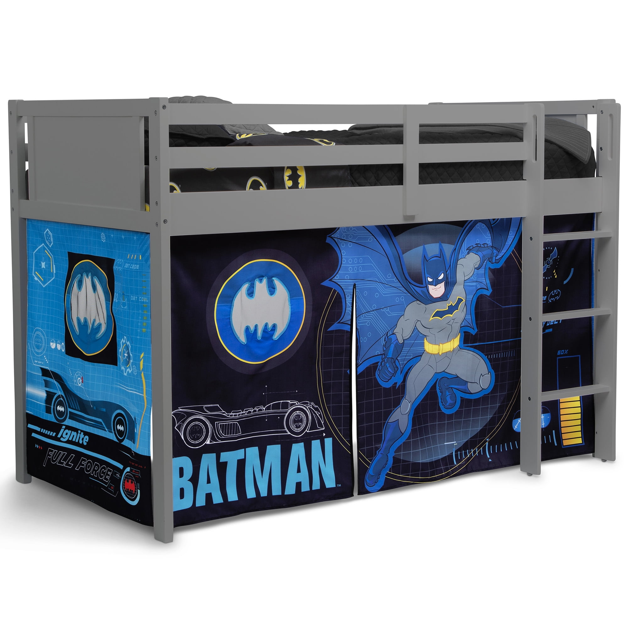 Batman Loft Bed Tent by Delta Children - Curtain Set for Low Twin Loft Bed (Bed Sold Separately)