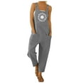 thumbnail image 2 of Conairie Womens Overalls Flower Print Comfy Sleeveless Long Romper Summer Baggy Pants With Pockets Grey XL, 2 of 4
