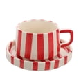 thumbnail image 1 of Juego de 1 taza de cerámica para agua, café o leche a rayas. Taza de cerámica para uso doméstico, ideal para té, café, zumo, latte o capuchino., 1 of 7
