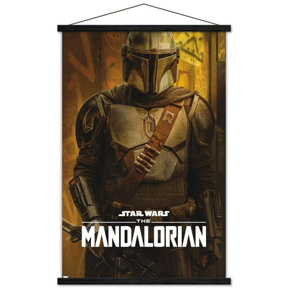 Star Wars: The Mandalorian Season 2 - Mandalorian Wall Poster with Wooden Magnetic Frame, 22.375" x 34"