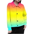 thumbnail image 2 of Mceream Women's Ribbed Knit Shacket Button Down Gradient Jackets Long Sleeve Sweater Shirts Fall Winter Trendy Cardigans Plus Size Winter Warm Outwear Chaqueta De Invierno Para Mujer Yellow XXL, 2 of 5