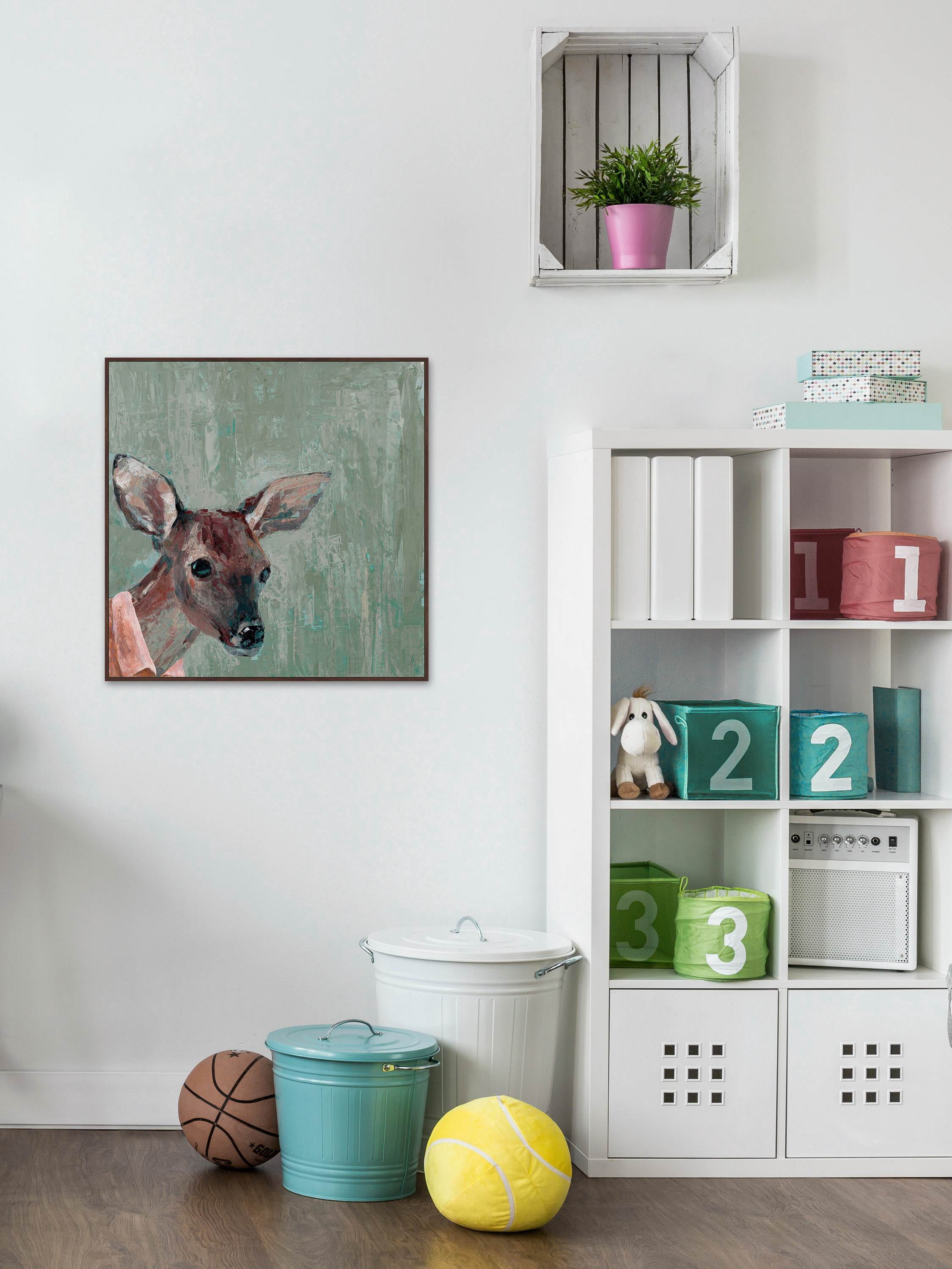 Collared Deer Floater Framed Painting Print on Canvas