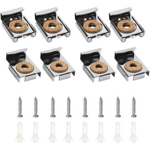 pcs Premium Mirror Clamps Mirror Holder Frameless Glass Wall Mount Bracket Kit, Mirror Hanger, for Living Room Bathroom