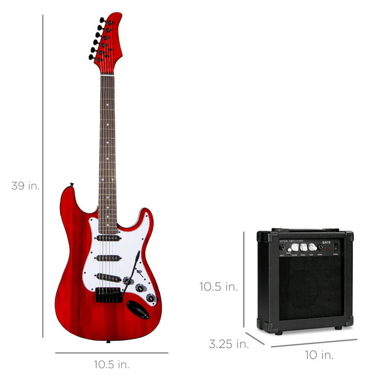 Best Choice Products 39in Full Size Beginner Electric Guitar Kit with Case,  Strap, Amp, Whammy Bar - Cherry Red