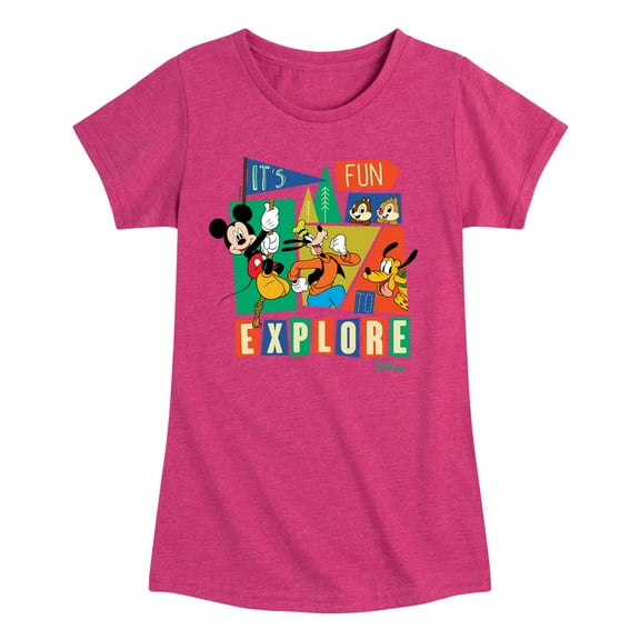 Disney - Mickey & Friends - It's Fun To Explore - Toddler & Youth Girls Short Sleeve Graphic T-Shirt