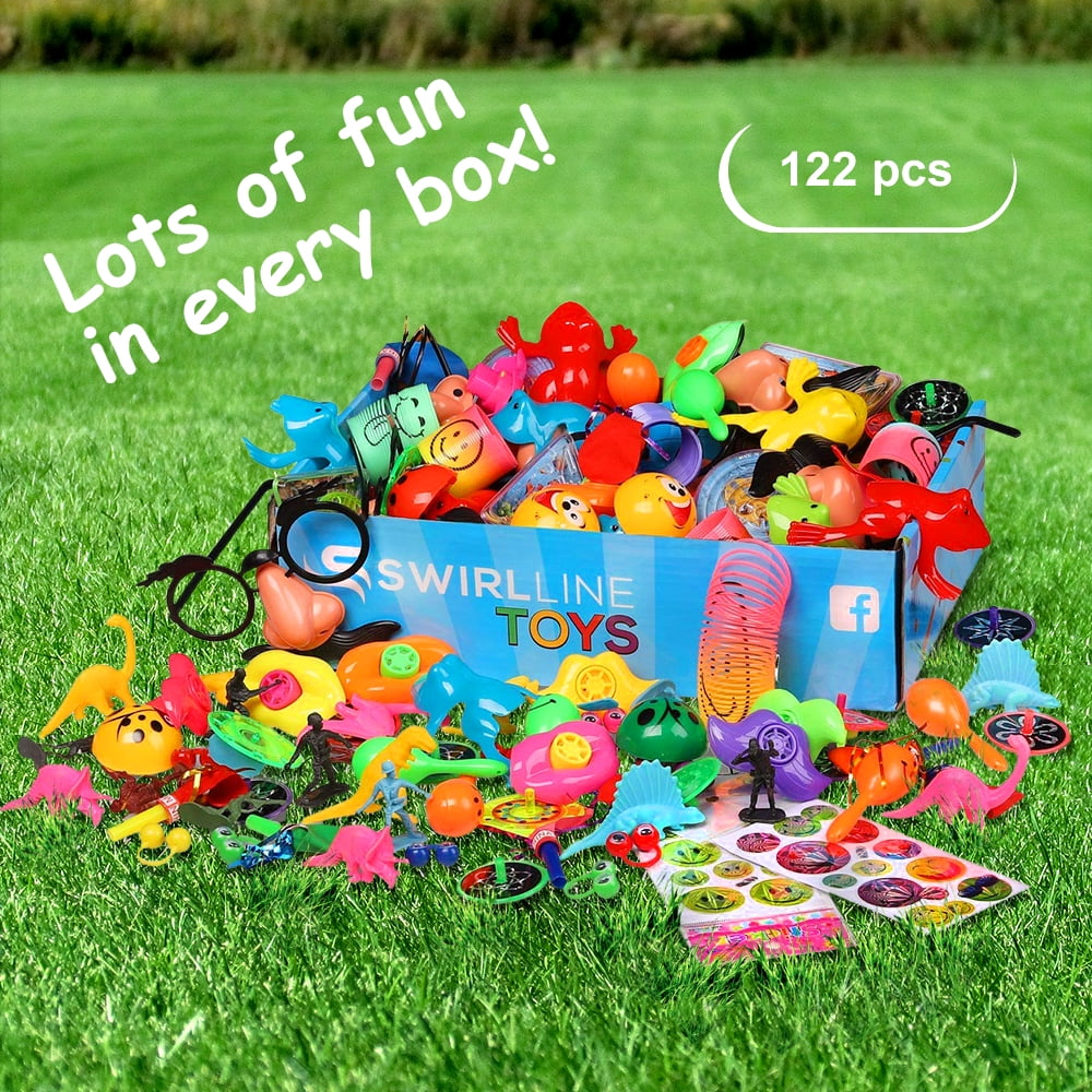 S SWIRLLINE Party Favors Pinata Filler 122 Pcs Prizes Toys Bulk Birthday Treasure Box Classroom