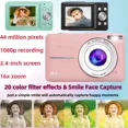 thumbnail image 4 of Mini cámara Digital de 1080P y 2,4 pulgadas, grabadora de vídeo recargable con Zoom 16x, videocámara pequeña compacta de 44MP para niños y principiantes, regalos, 4 of 4