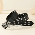thumbnail image 5 of Edgy Double Row Clasp Belt with Heart Star Rhinestones Punk Design PU Leather Waistband Waist Girdle for Women Girl, 5 of 8