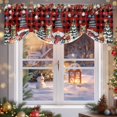 thumbnail image 6 of Christmas Gnome Tie Up Valances Curtain, Squirrel Poinsettia Xmas Tree Red Plaid Adjustable Rod Pocket Short Window Treatment Tie Up Curtains Valances for Kitchen Living Room Bathroom 42x12 Inches, 6 of 9