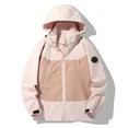 thumbnail image 2 of qolati Mens Rain Jacket Color Block Waterproof Raincoat with Hooded Hiking Travel Coat Lightweight Windbreaker Softshell Rain Coats Pink M, 2 of 10