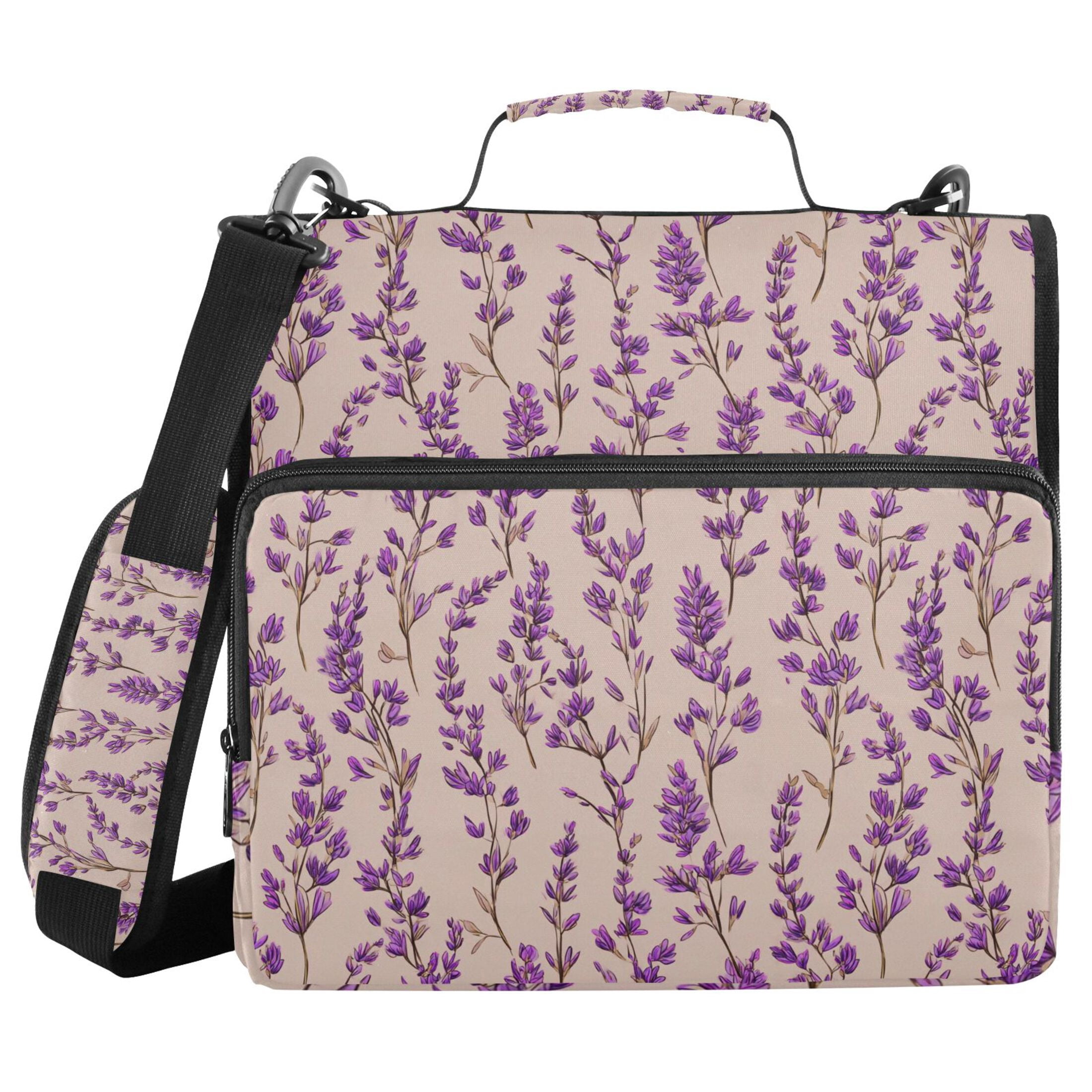 Zipper Binder Lavender 1.5 Inch Binder Folder Bag with Shoulder Strap and Handle