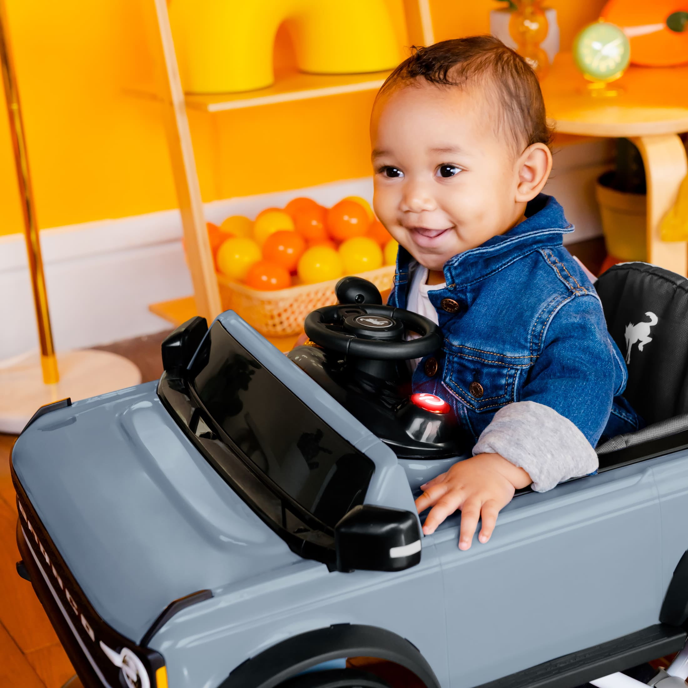 Ford Bronco 4-in-1 Blue Grey Infant Baby Activity Walker with 4 Ways to Play by Bright Starts, Unisex, Newborn +