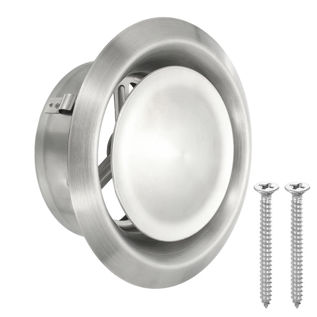 Difusor de techo redondo Uxcell, difusor de aire ajustable de acero inoxidable 304, cubierta de conducto de ventilación de pared, suministro de escape de 4 pulgadas