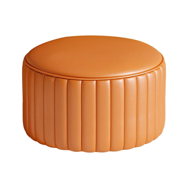 Reposapiés redondo, taburete bajo, asiento acolchado estable, taburete otomano redondo, reposapiés naranja
