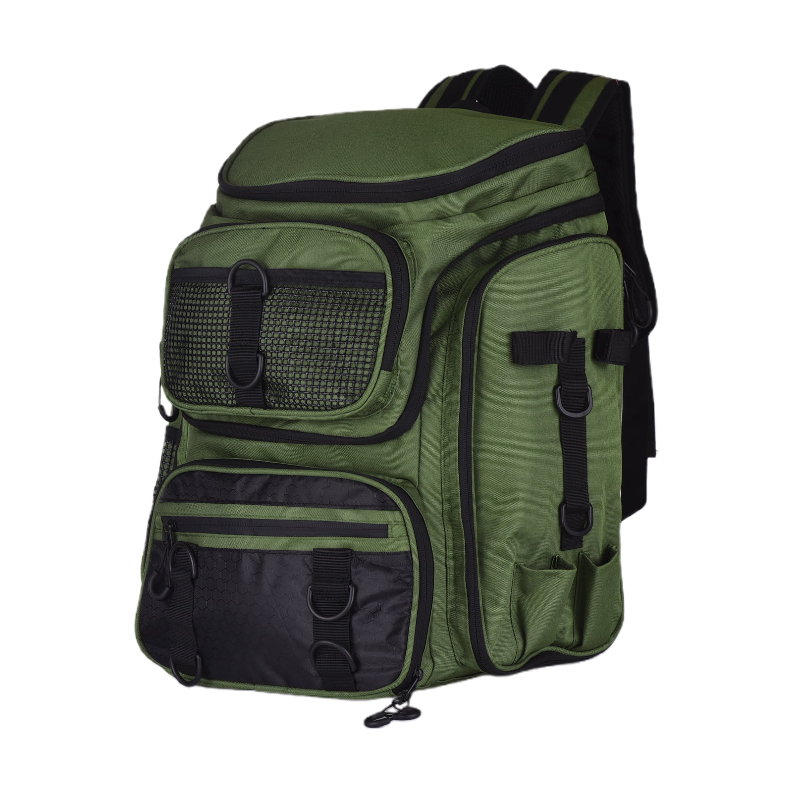 Blusea Fishing Tackle Backpack , Large Outdoor Storage Tackle Bag  for Fishing Gear,Green（NO Trays）