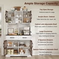 thumbnail image 3 of Lumiinofami 71"H Kitchen Pantry Cabinet with Microwave Stand & Wine Racks, Farmhouse Glass Door Storage Hutch with Drawers and Adjustable Shelves for Kitchen, Dining Room, White, 3 of 13