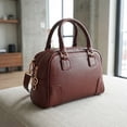 thumbnail image 3 of INSPIRE CHIC Vegan Leather Purse Bags Top Handle Dome Satchel Bag with Strap for Women Brown, 3 of 6