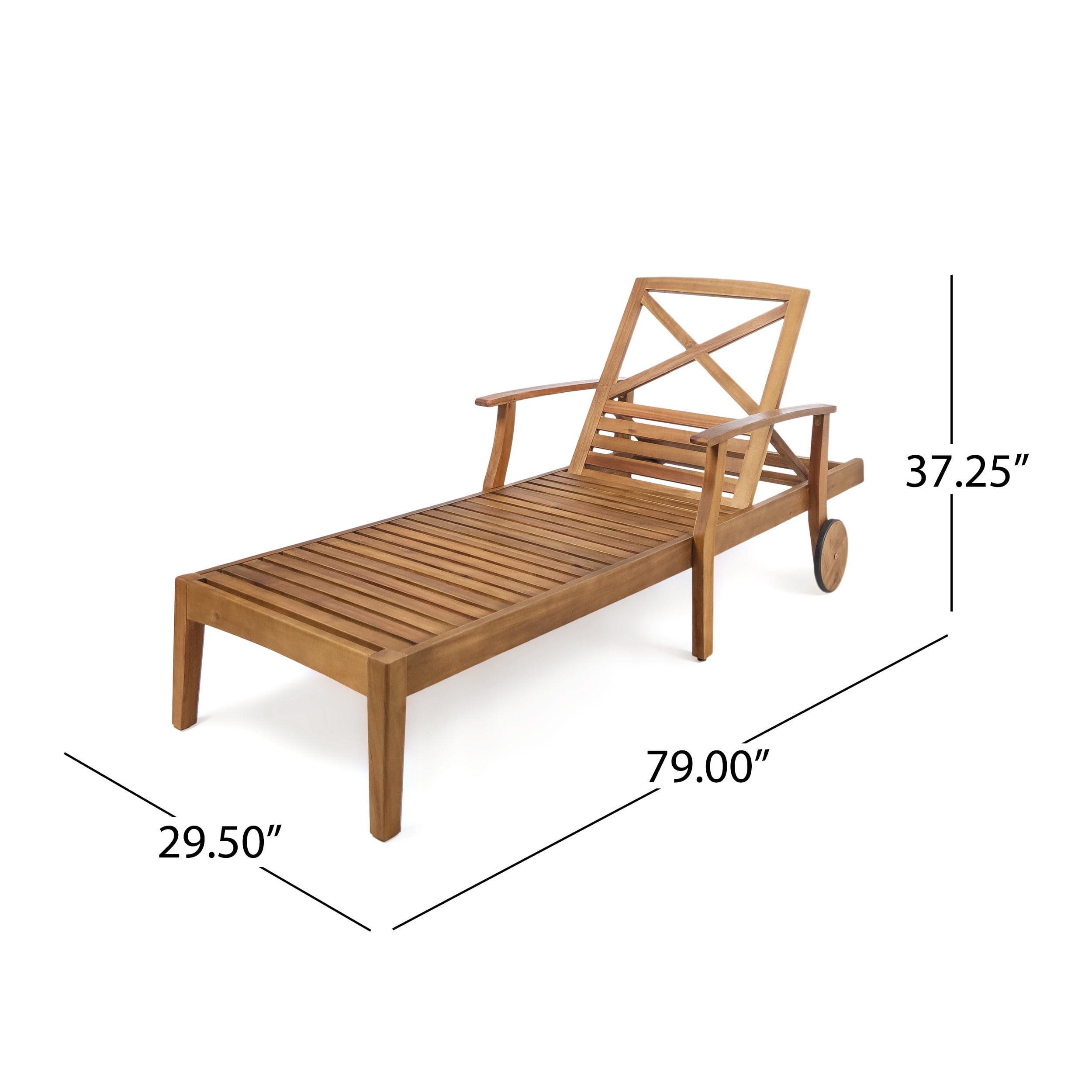 Giancarlo Outdoor Outdoor Acacia Wood 3 Piece Chaise Lounge Chat Set with Cushion, Teak/Orange