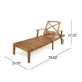 thumbnail image 3 of Giancarlo Outdoor Outdoor Acacia Wood 3 Piece Chaise Lounge Chat Set with Cushion, Teak/Orange, 3 of 11