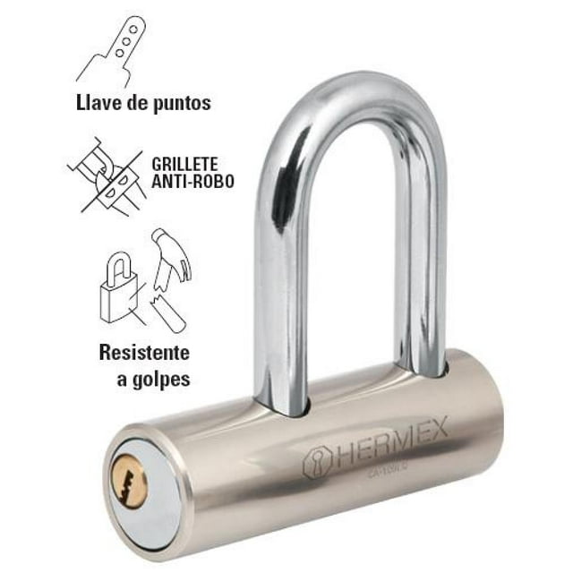 CANDADO ACERO 109 MM LARGO PUNTOS HERMEX 43366