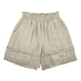 thumbnail image 5 of JIAYUE Women's Shorts Casual Loose Fit Everyday Wear Comfortable Relaxed Solid Color Lace Hem Elastic Waist For Spring Summer Autumn Trendy Female Bottoms, 5 of 6