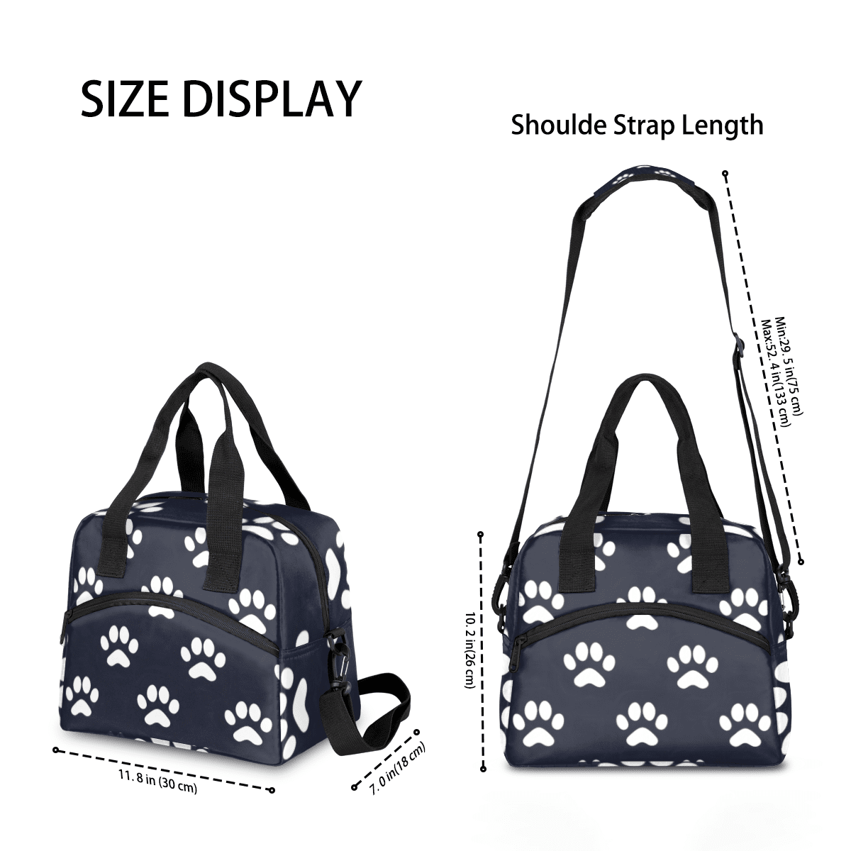 Herdesigns Dog Bones Paw Insulated Lunch Bag for Women Men Adults Large Reusable Lunch Box Dog Paws Leakproof Cooler Tote Bags with Adjustable Shoulder Strap