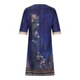 thumbnail image 5 of Awdenio Women's Dresses Clearance, Women's V-Neck Fashion Casual Temperament Pullover Lace Middle Sleeve Print Loose Dress Sale, 5 of 6
