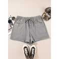 thumbnail image 5 of SHEWIN Shorts for Women Plus Size Cotton Shorts Elastic Waist Drawstring Mid-Rise Wide Leg Shorts Summer Bottoms Gray 5X, 5 of 9