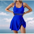 thumbnail image 6 of Swim Dresses for Women Tummy Control Bathing Suit Adjustable Straps Swim Dress Swimsuits Swimwear Skirt Royal Blue L, 6 of 9