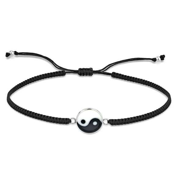 Balance of Yin and Yang Sterling Silver Charm Slide Bracelet